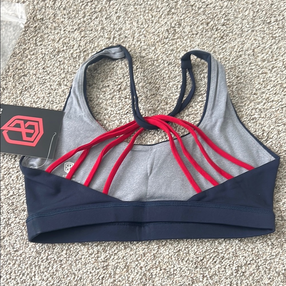 Born Primitive Vitality 2.0 Blue and Red Sports Bra with Geometric Logo - Picture 4 of 7